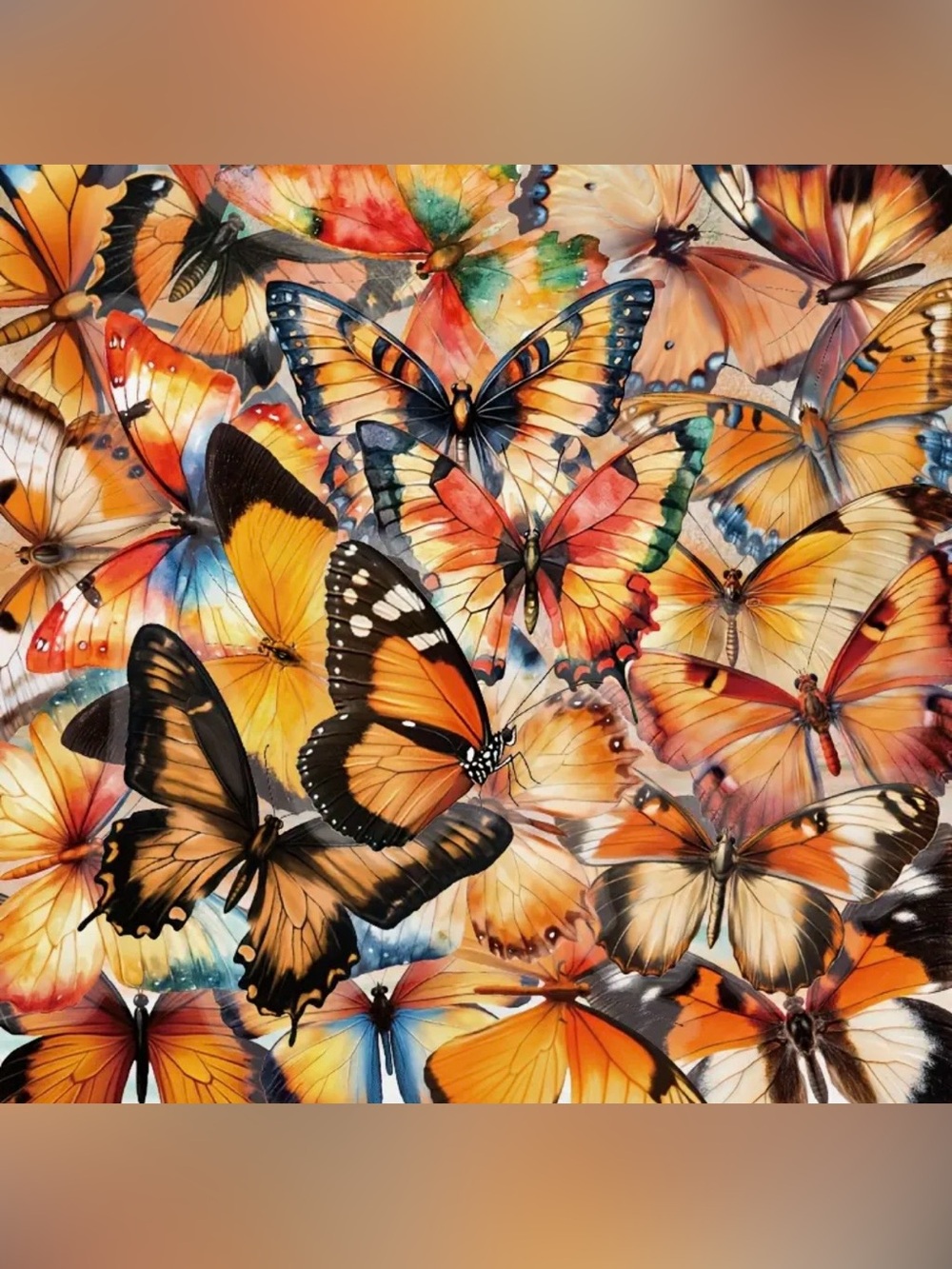 50 Beautiful Butterfly Stickers Orange & Black Nature Garden Insects